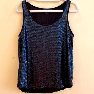 French Connection blue sequin shirt